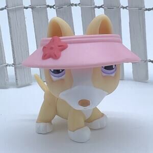 Littlest Pet Shop #860 Cream White Bull Terrier With Hat